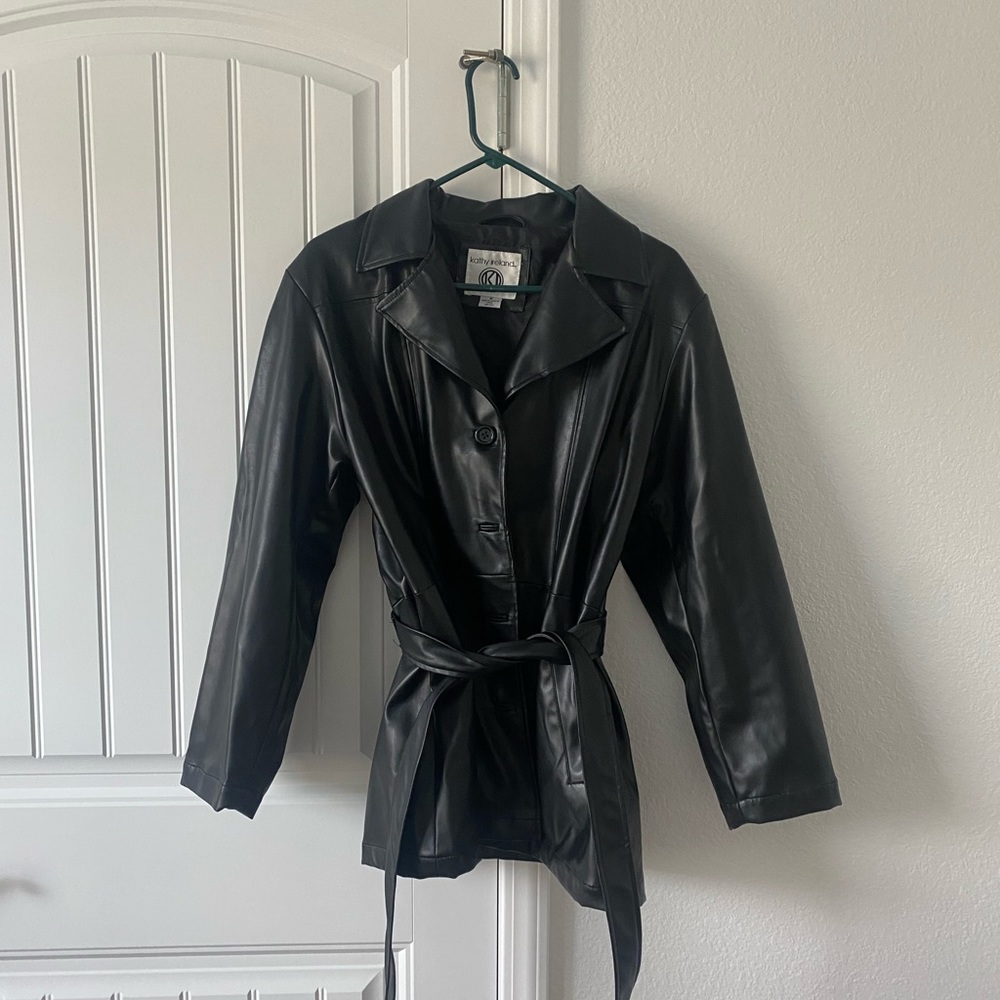 Vintage Faux Leather Jacket with Belt